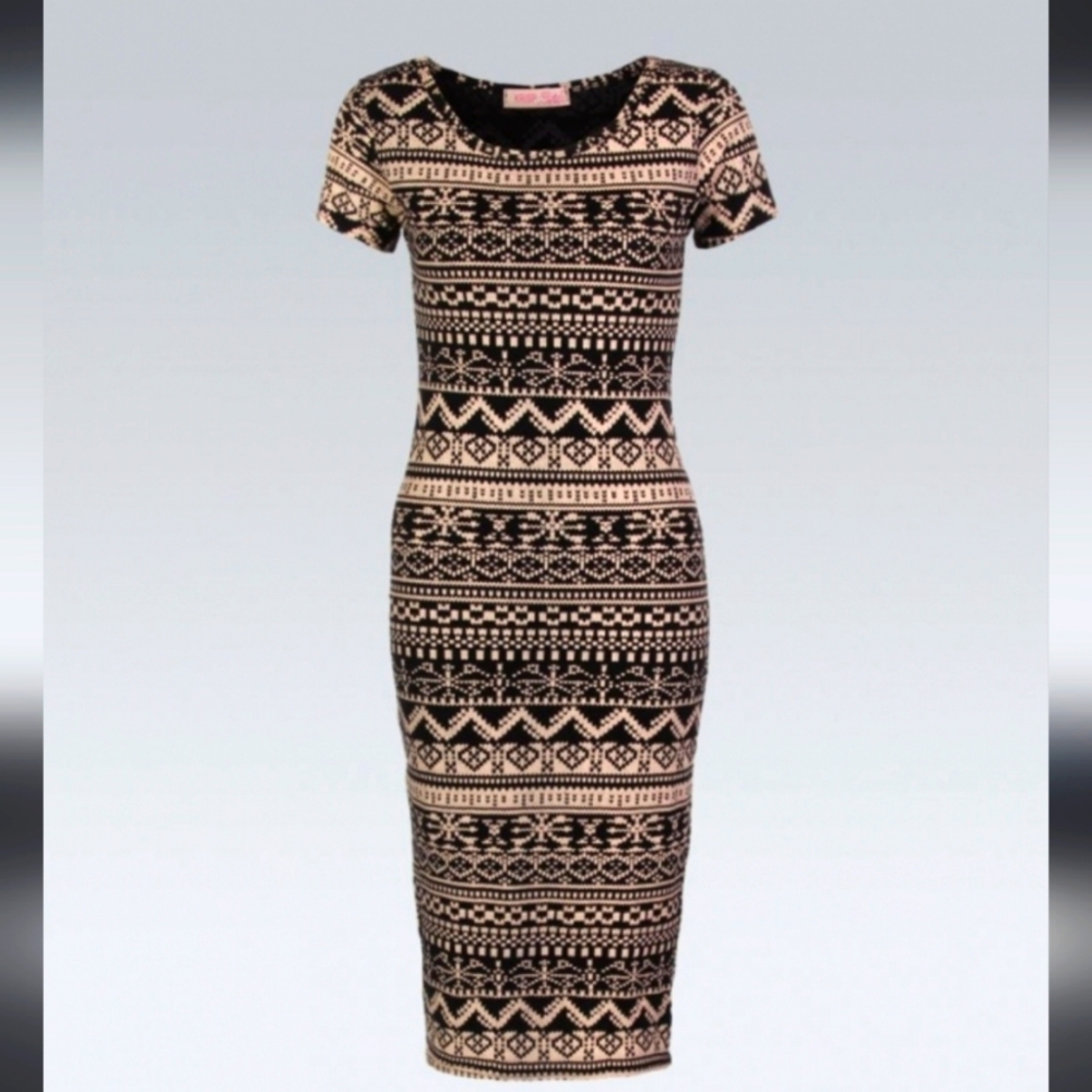 Beige and black Aztec Tribal Print maxi dress, size small
